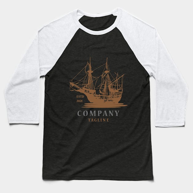 Classic illustrative sailing ship logo Baseball T-Shirt by khoiril designer